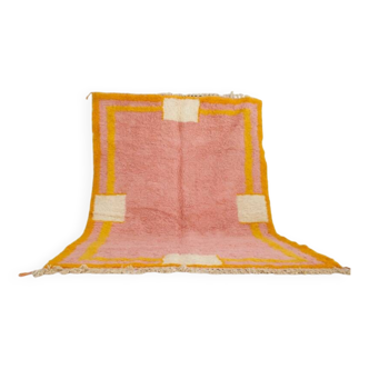 Tapis rose jaune maroccain en laine 150cmx250cm