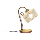 Lampe vintage en laiton et cristal taillé