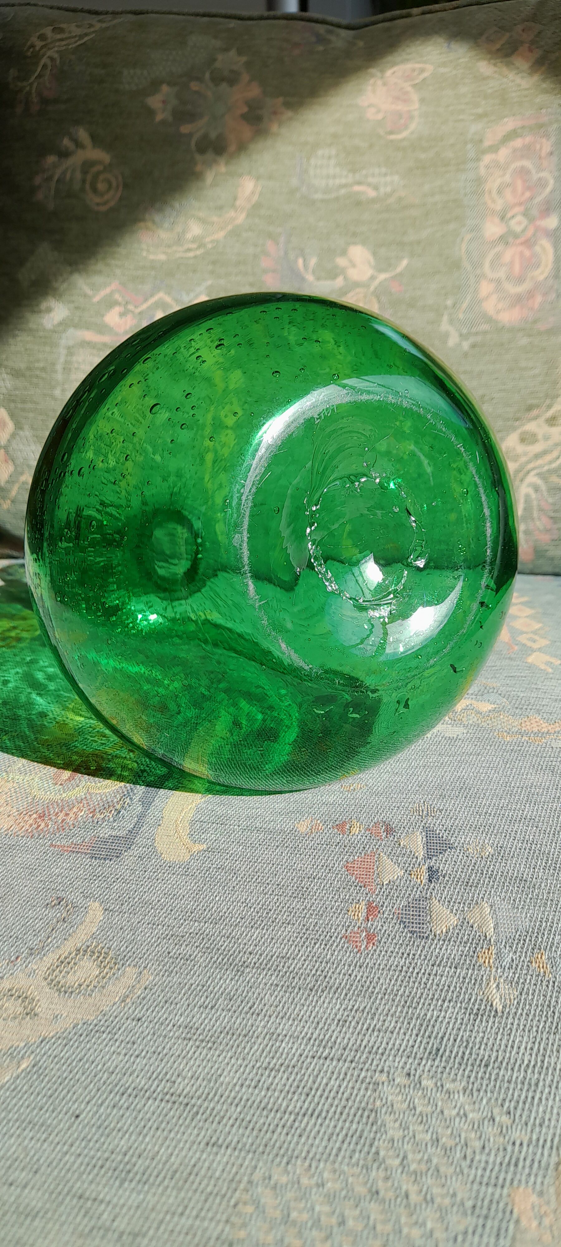 Green vase, biot 60s blown glass