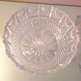 Globe candy box on tripod legs in chiseled glass / vintage 60s-70s