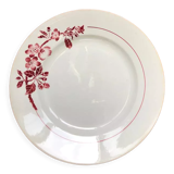 Vintage serving dish 40s, red rosehip flower pattern