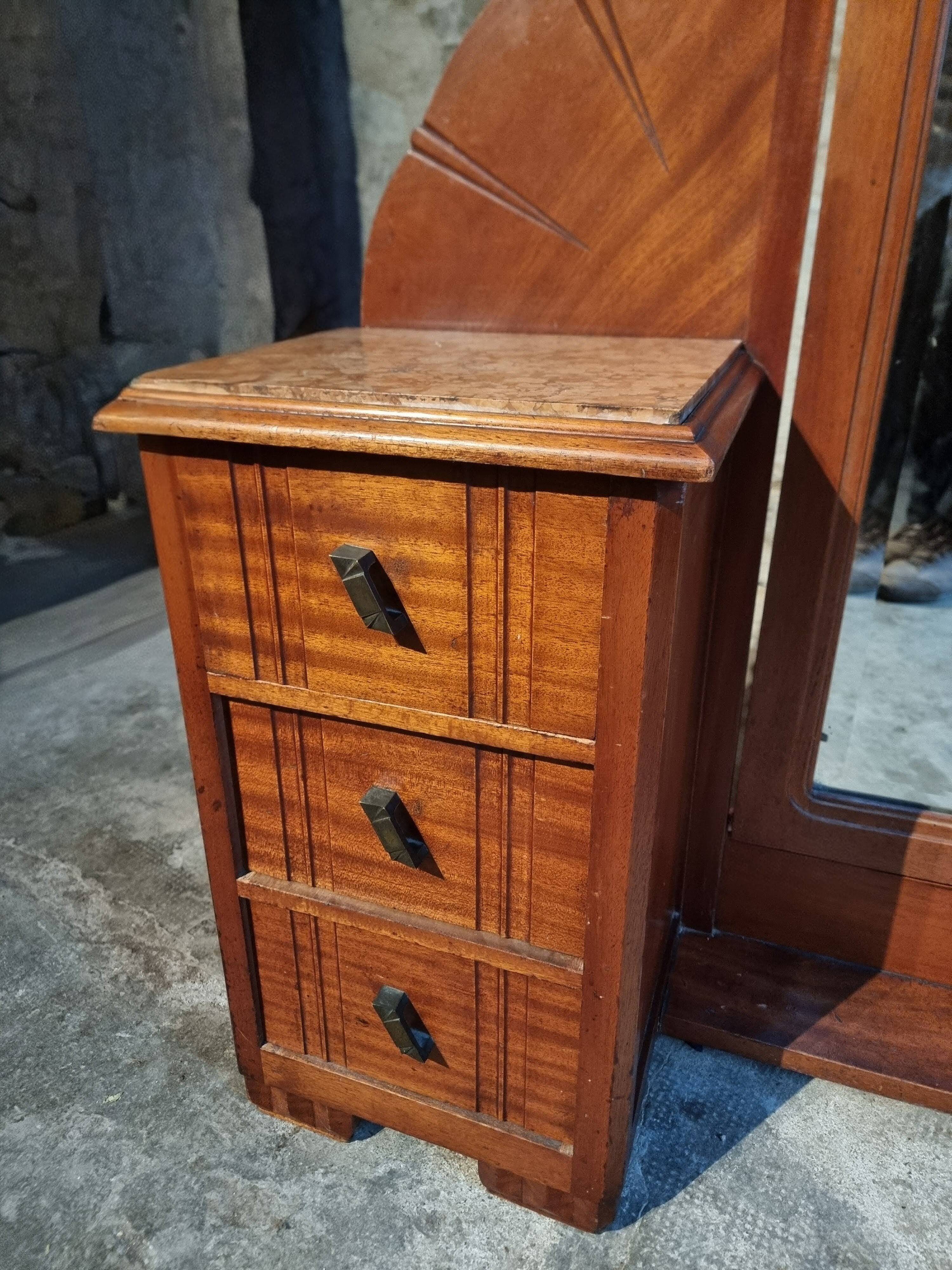 Art Deco mahogany dressing table with bevelled tilting mirror, France, 1920s–1930s.