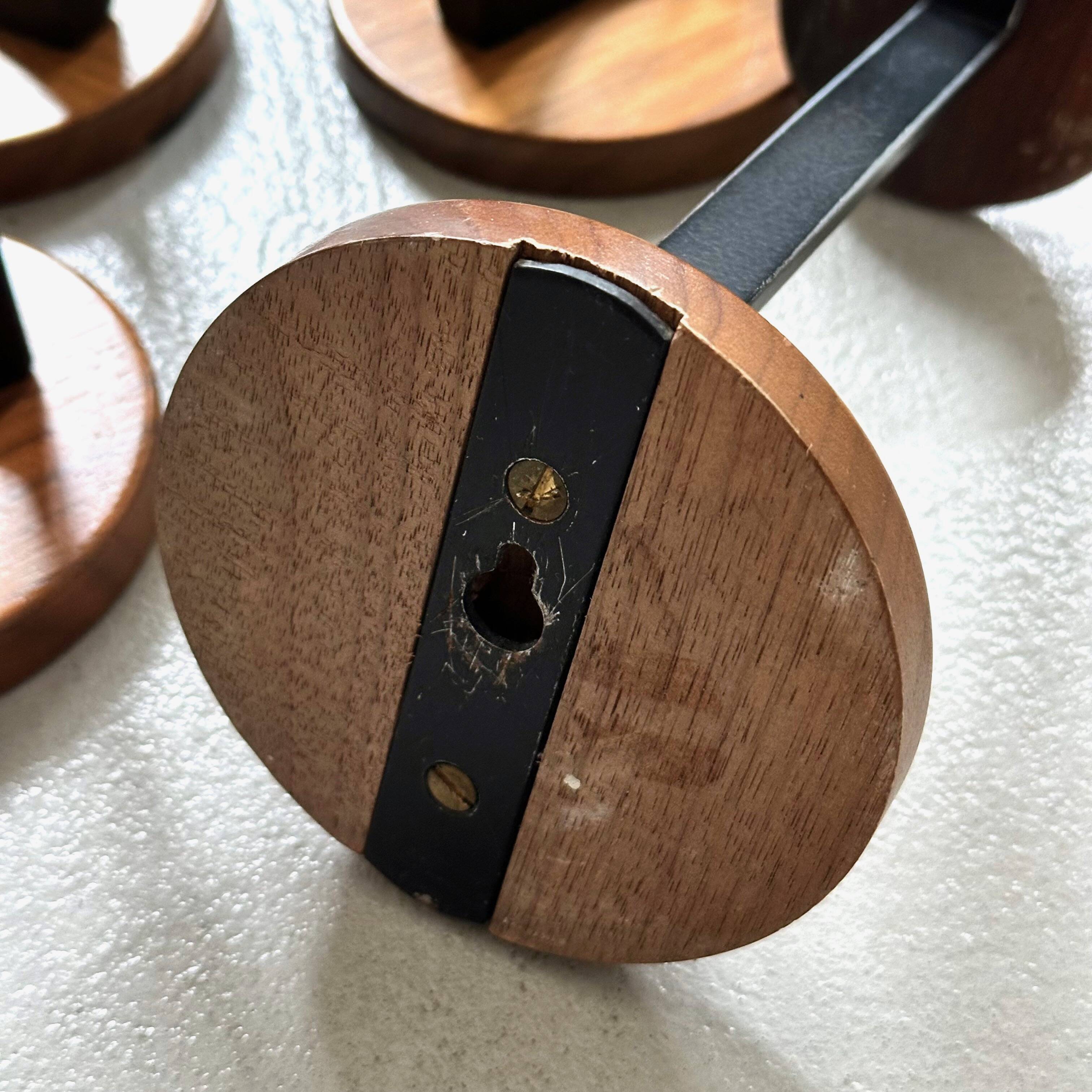 4 Vintage Wooden Coat Hooks, Mid-Century Modern Wall Coat Rack, Retro Style