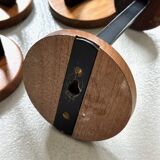 4 Vintage Wooden Coat Hooks, Mid-Century Modern Wall Coat Rack, Retro Style