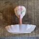 Vintage Ceramic Egg Cup on Stand with Pink Flower Decoration #D984