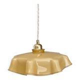 Pendant lamp with old yellow opaline lampshade