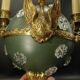 3-light chandelier with swan heads, Empire style - bronze & glass