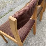 6 vintage wooden and velvet chairs