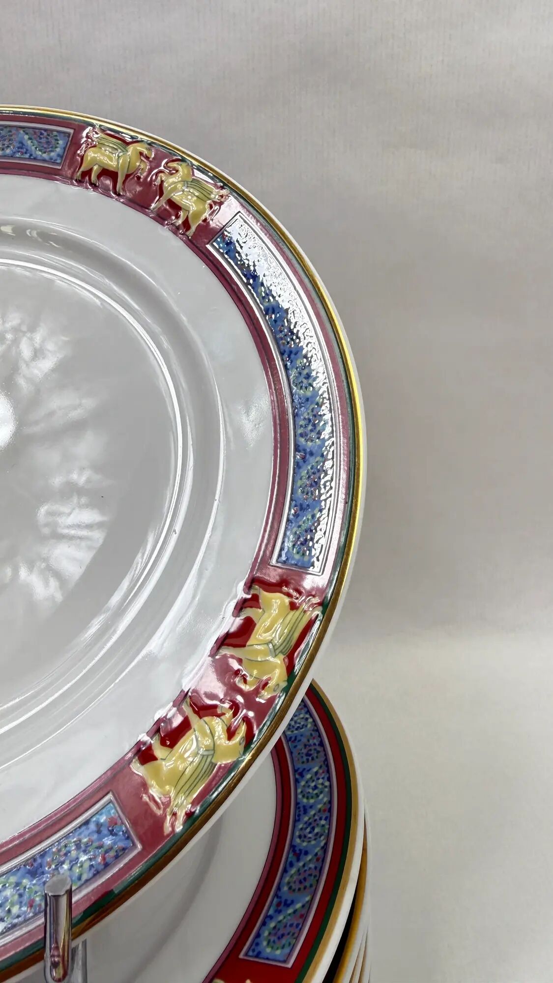 Raynaud Limoges set of 6 large flat plates 26cm model Pegasus