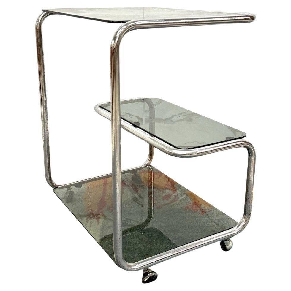 Food Trolley with Triple Shelf in Steel, 1970
