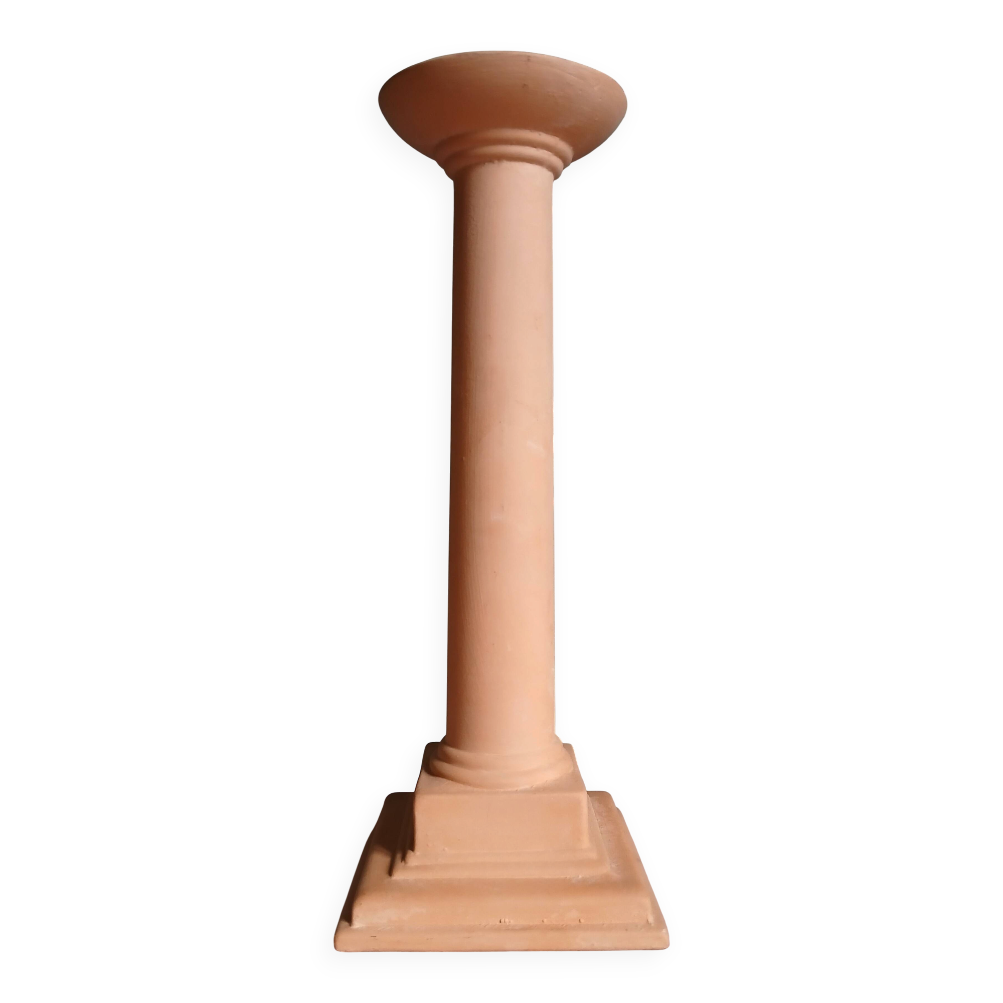 Bougeoir colonne terracotta