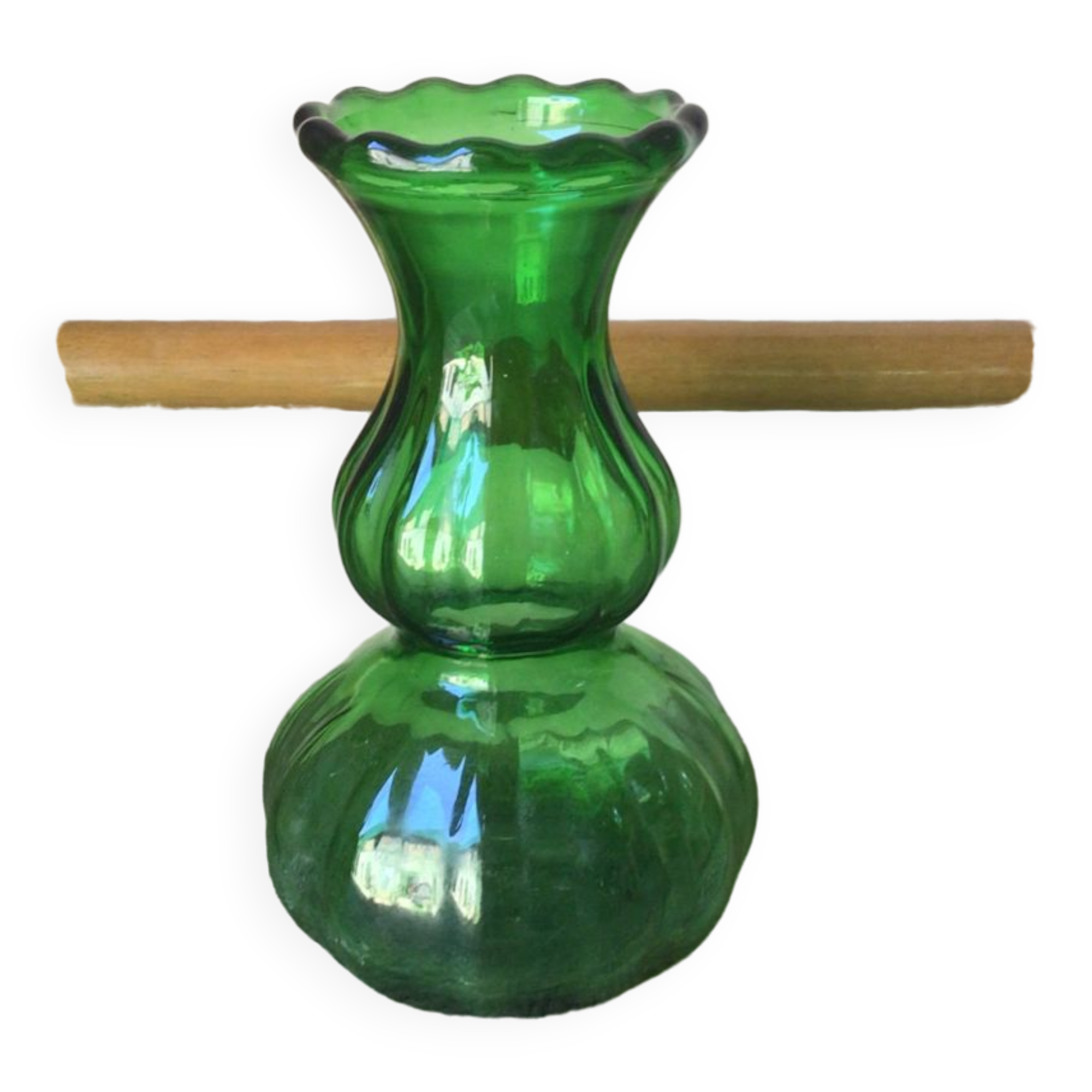 Green glass vase