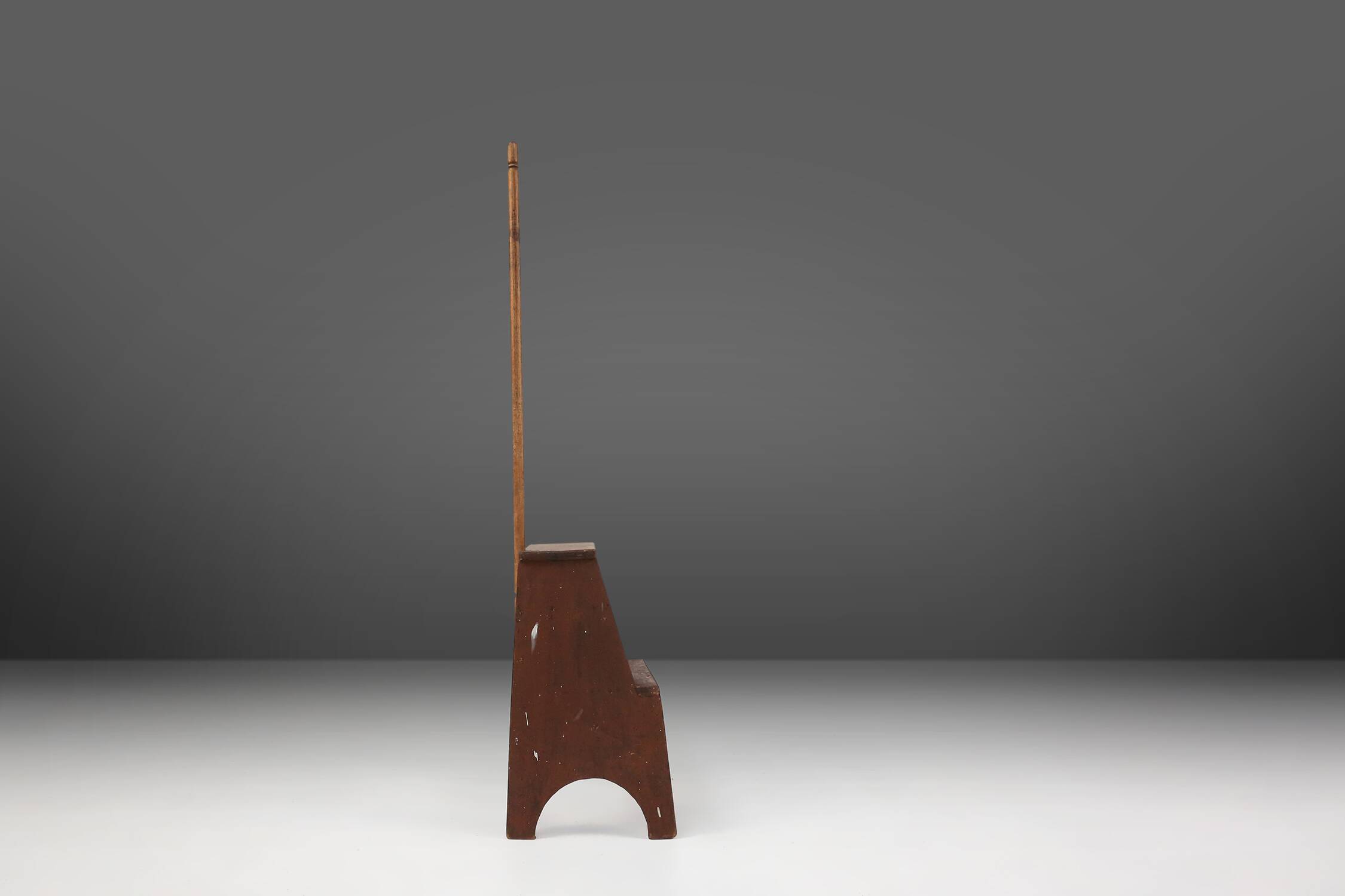 French Industrial Wooden Stepladder, 1900s