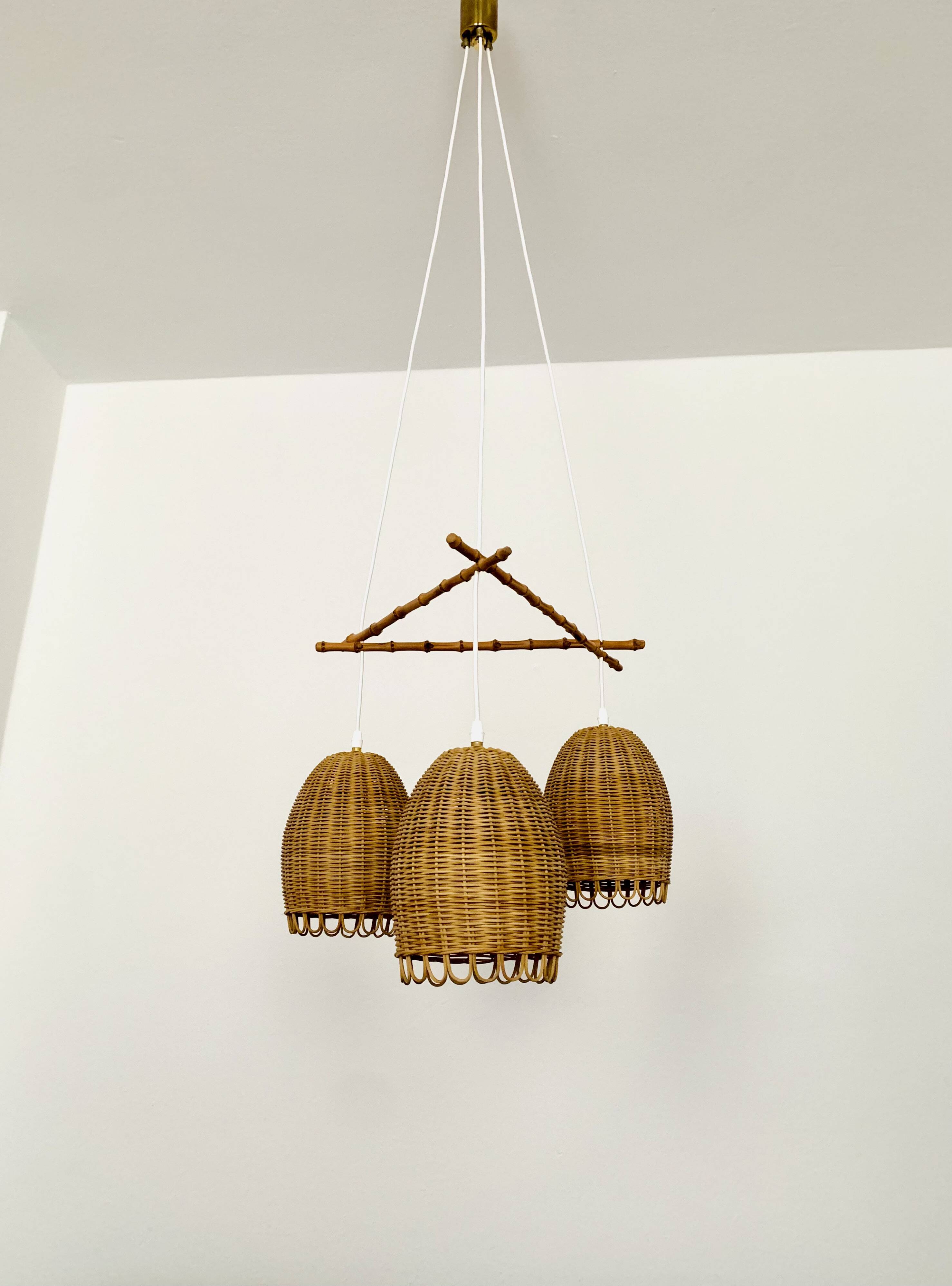 Wicker and Bamboo Cascading Lamp