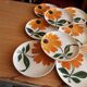 8 vintage Gien dessert plates years 70 orange daisies