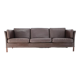 1970s danish brown leather 3-seater sofa