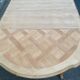 Round extendable dining table Louis XV stripped in solid cherry wood 1960