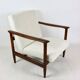 Fauteuil Boucle GFM-142 en ivoire blanc attribué à Edmund Homa, années 1970