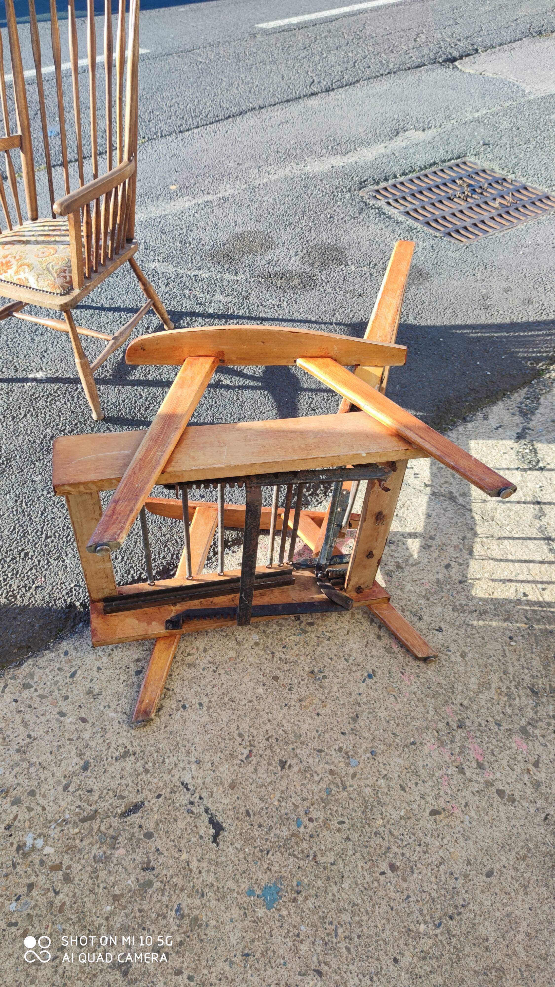Armchair with compass legs and a mechanism, circa 1950