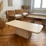 Minimalist design coffee table in unbleached travertine stone
