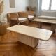 Minimalist design coffee table in unbleached travertine stone