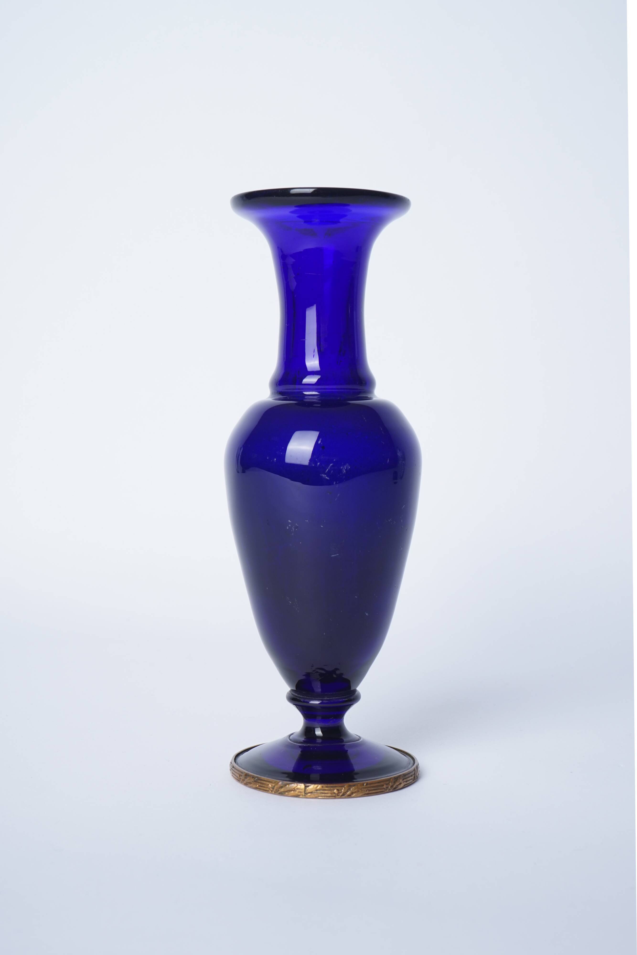 Blue glass vase