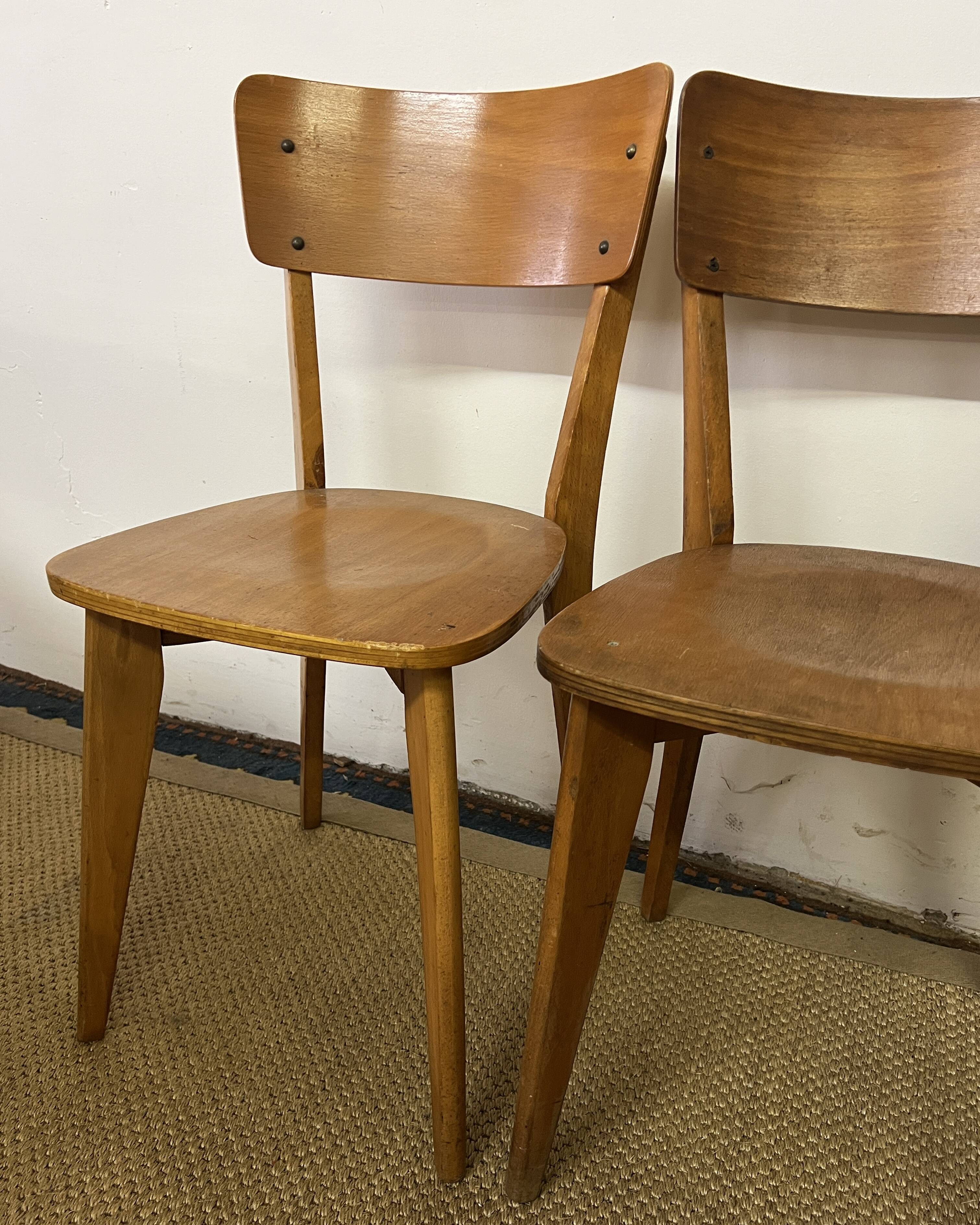 Vintage wooden table and 4 chairs set