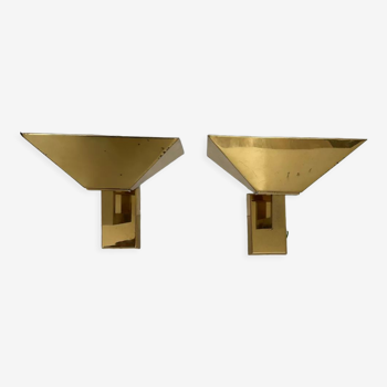 Pair of solid brass vintage wall lamp, Germany 1980