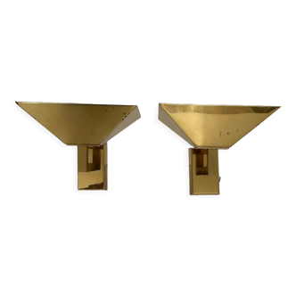 Pair of solid brass vintage wall lamp, Germany 1980