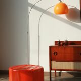 Arc lamp with marbled stone base and orange globe