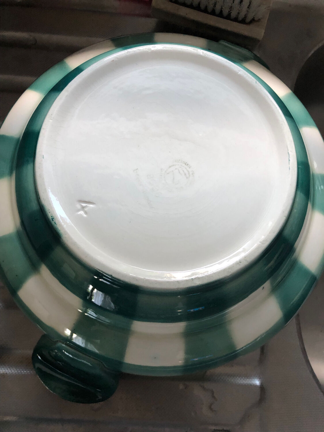 Givors earthenware tureen green tiles