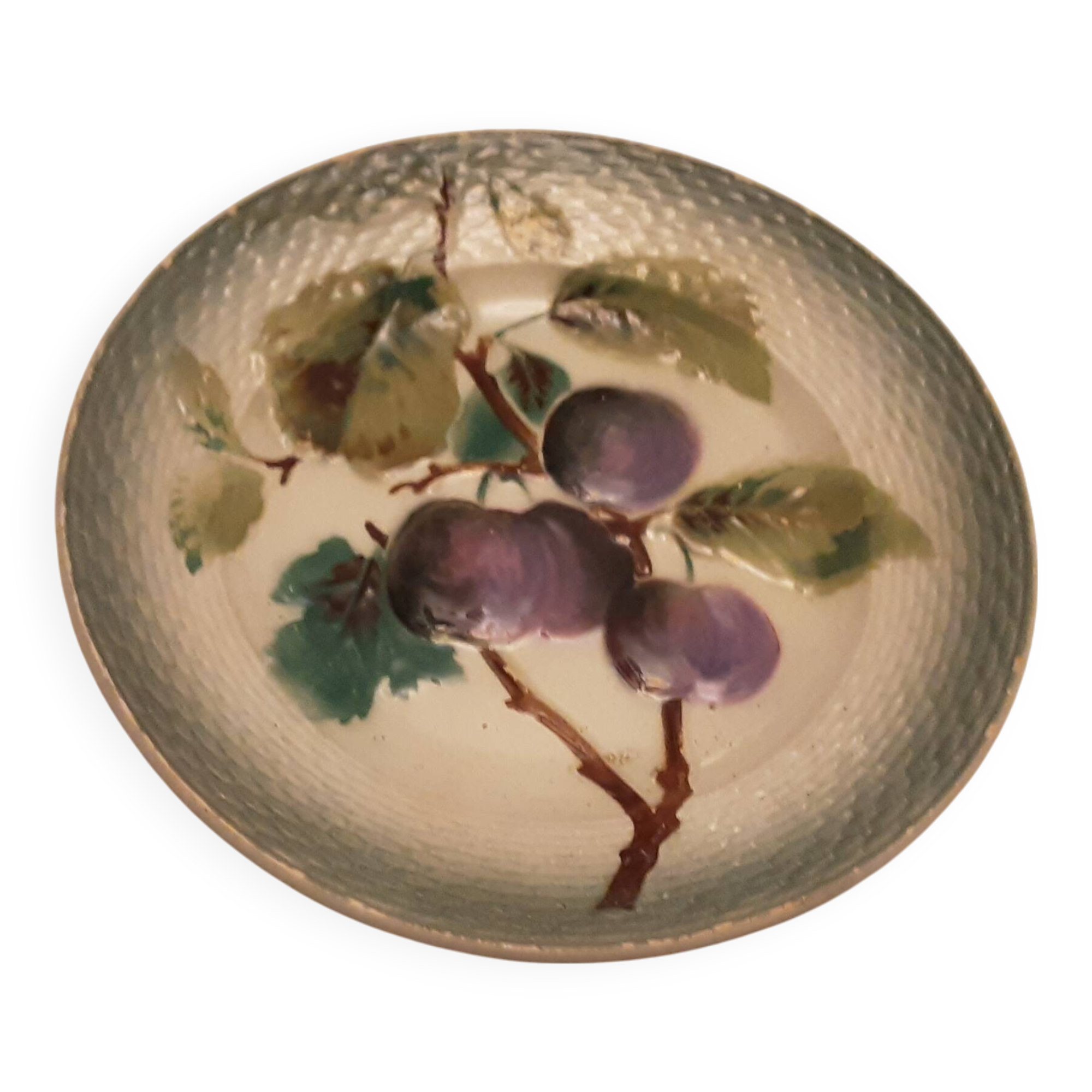 Assiette a dessert faience Hamage barbotine prune
