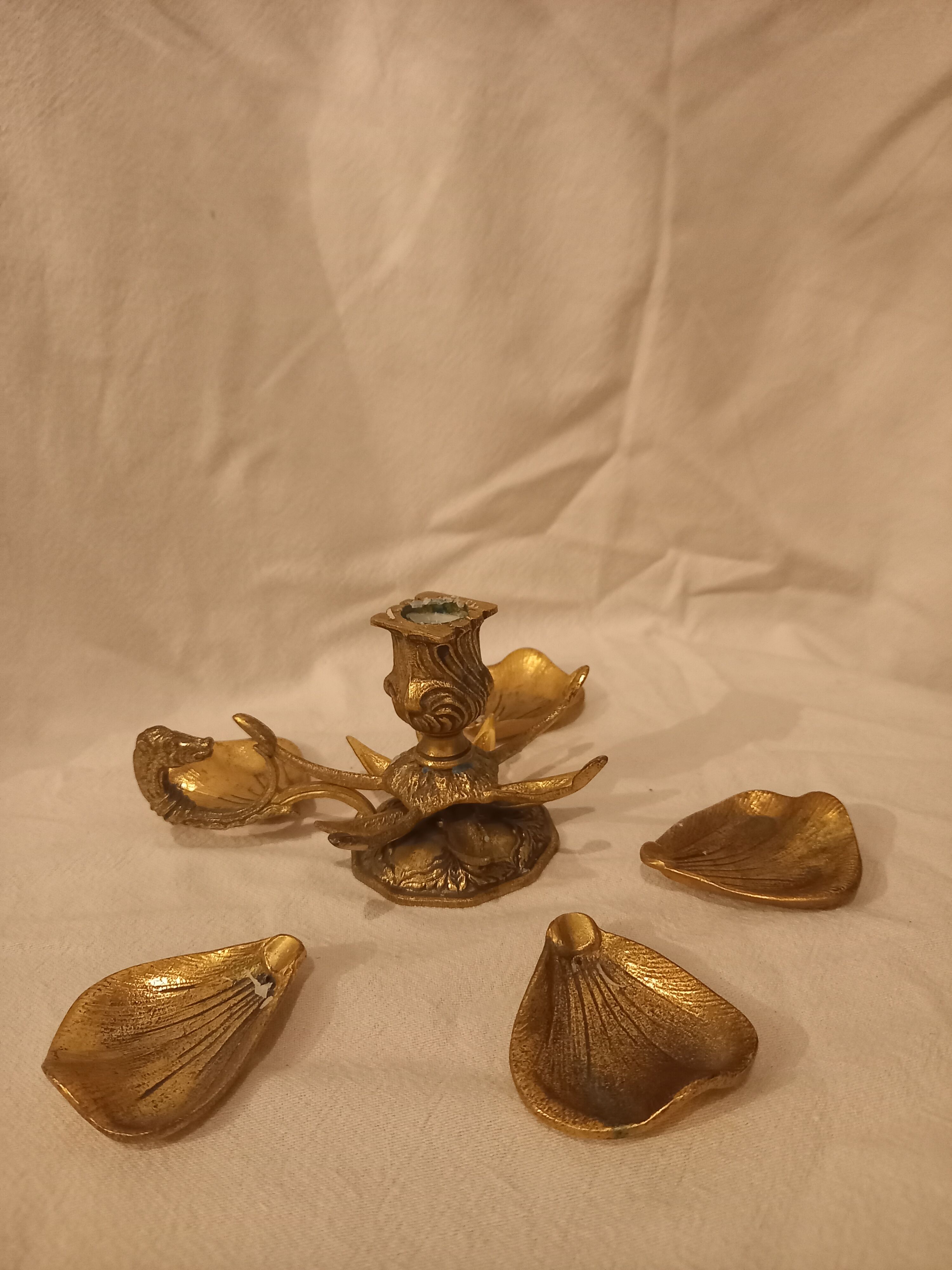 Brass flower candle holder