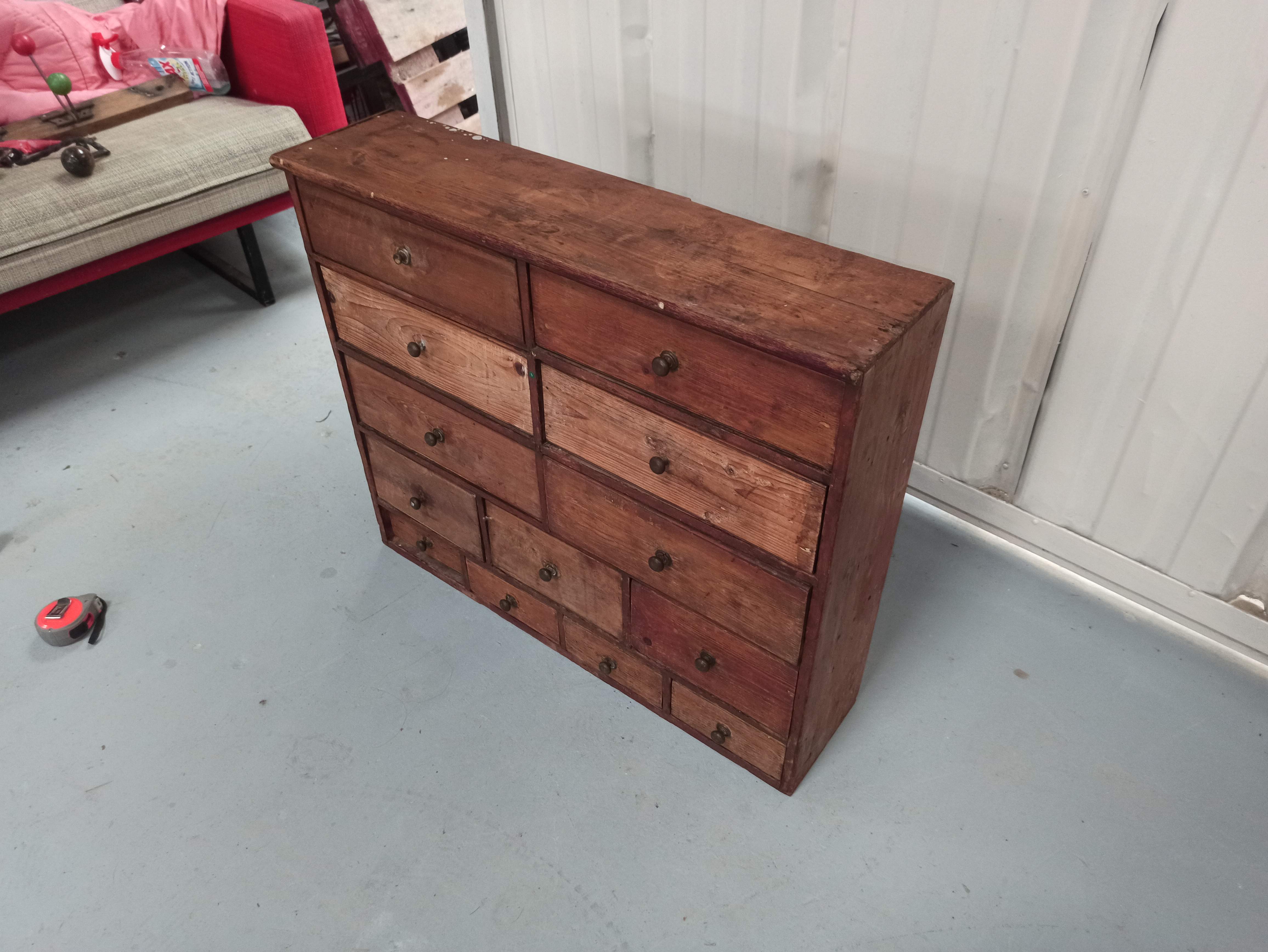 Hardware furniture wood multiple drawers old