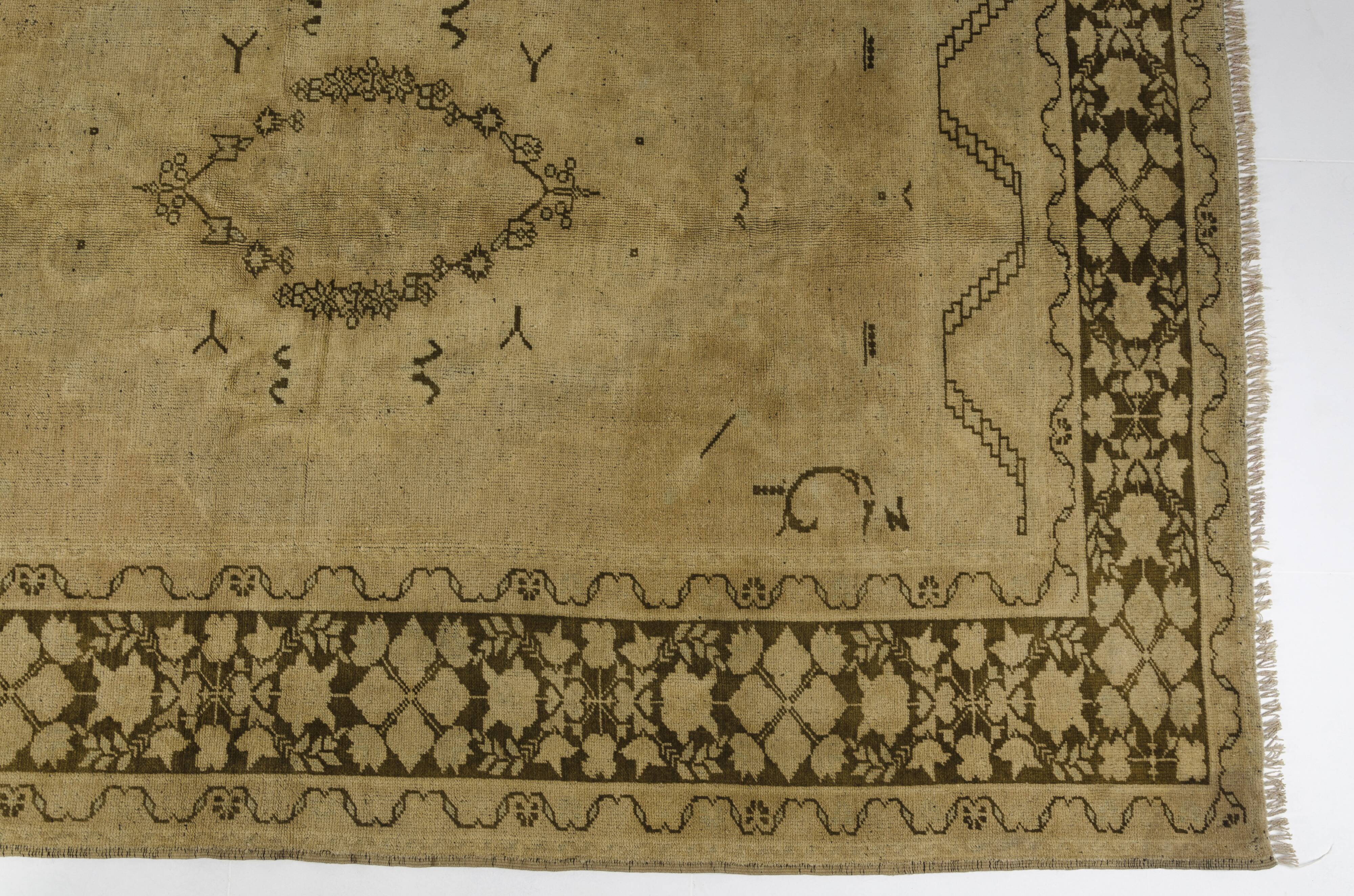 Oushak Handknotted Vintage Floor Rug