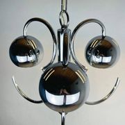 Vintage mid-century eye pendant lamp, Silver, Italy, 1970s
