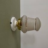 Vintage art deco globe wall or ceiling light in white and gold granite glass