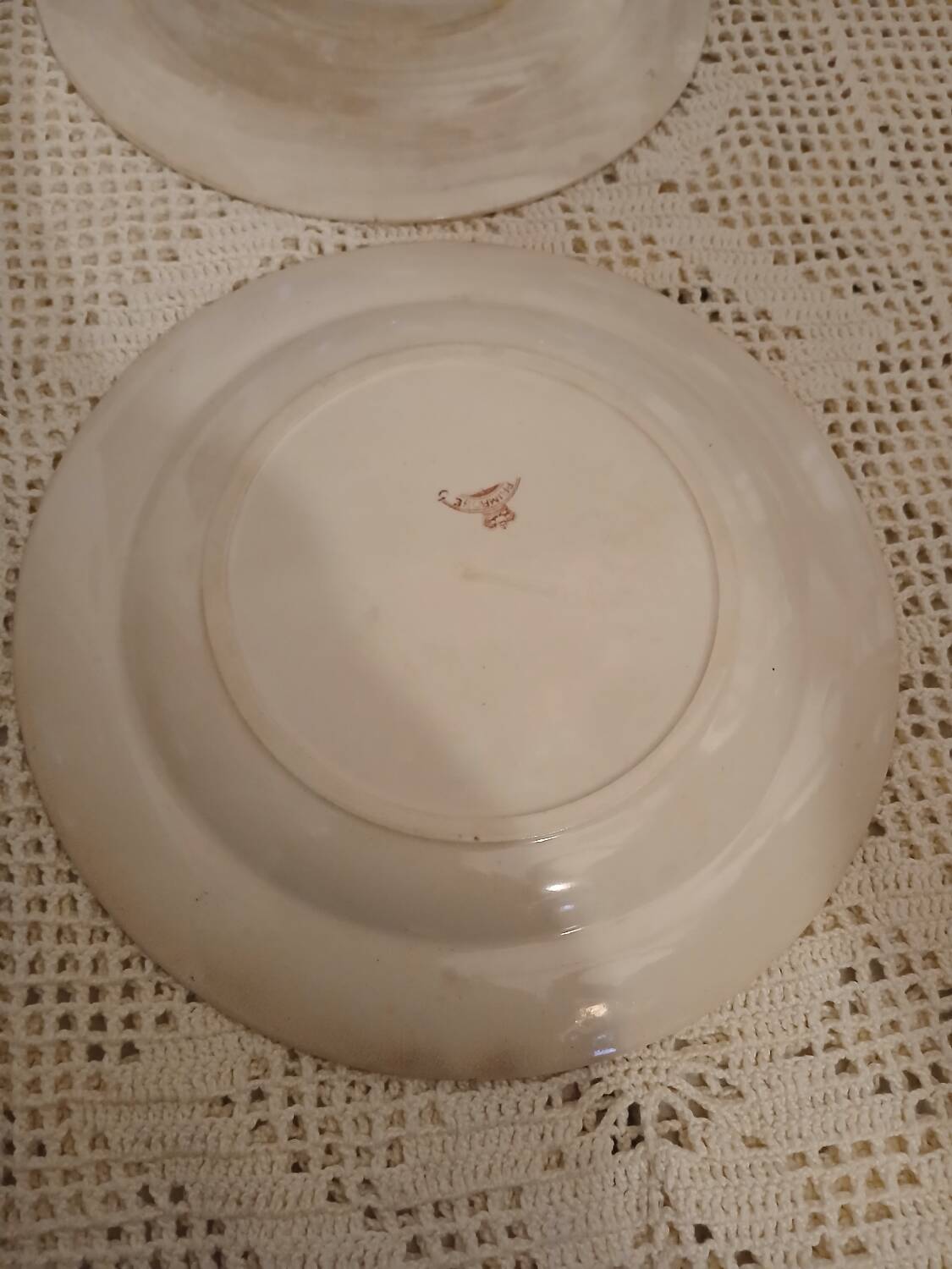 10 antique ironstone dinner plates