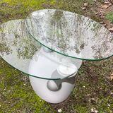 Naos designer coffee table in tempered glass and cast iron
