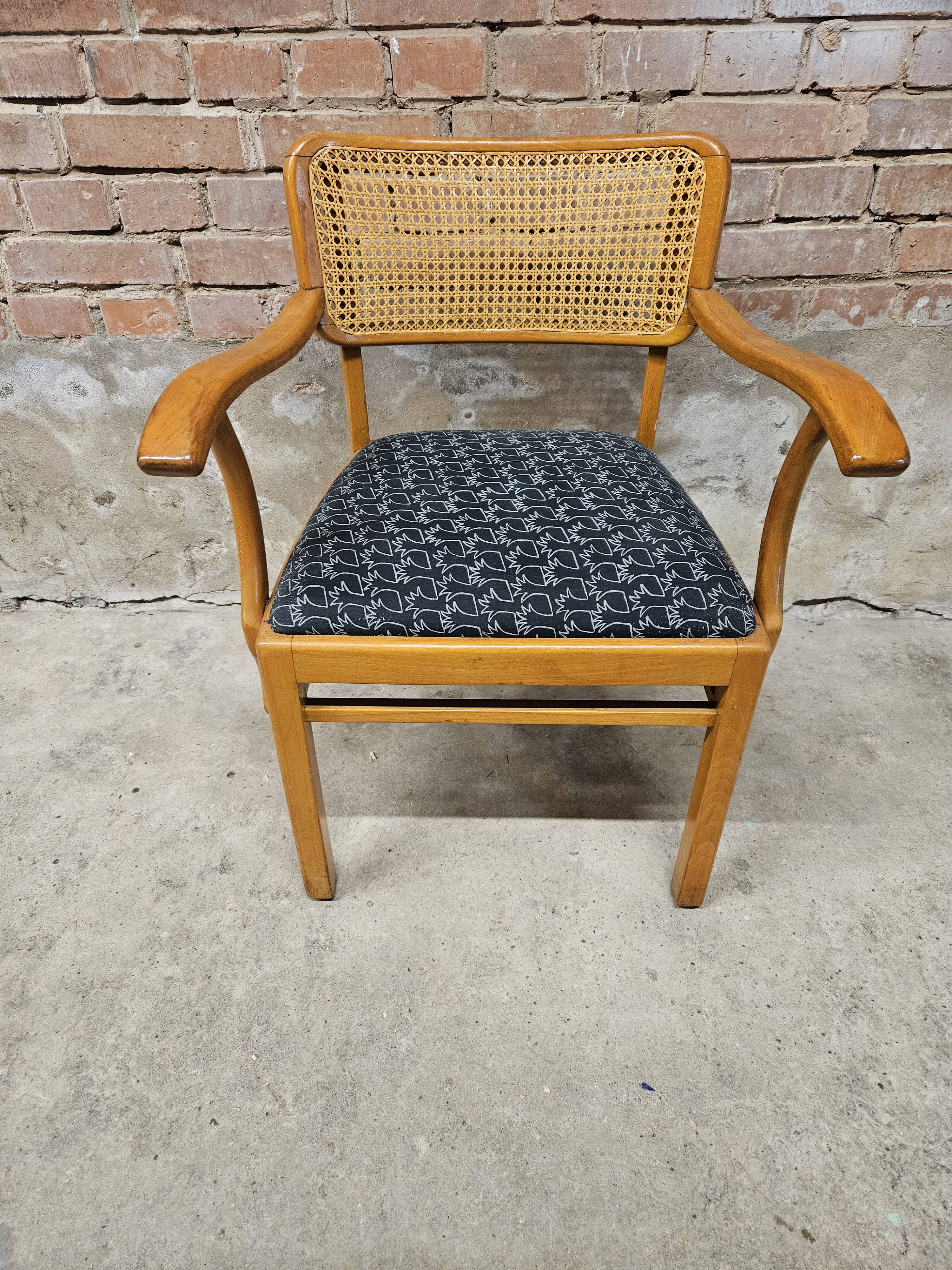 Chair armchair cannage wood 1960 vintage