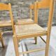 Set de 4 chaises en pin et jonc vintage