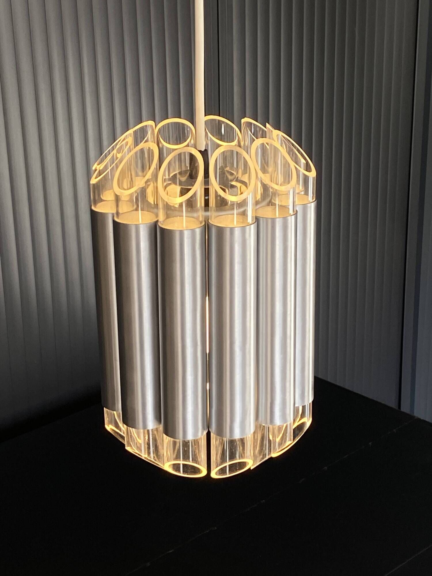 Suspension lamp chandelier ceiling light Aluminium plexi raak septiem B-1205 1960