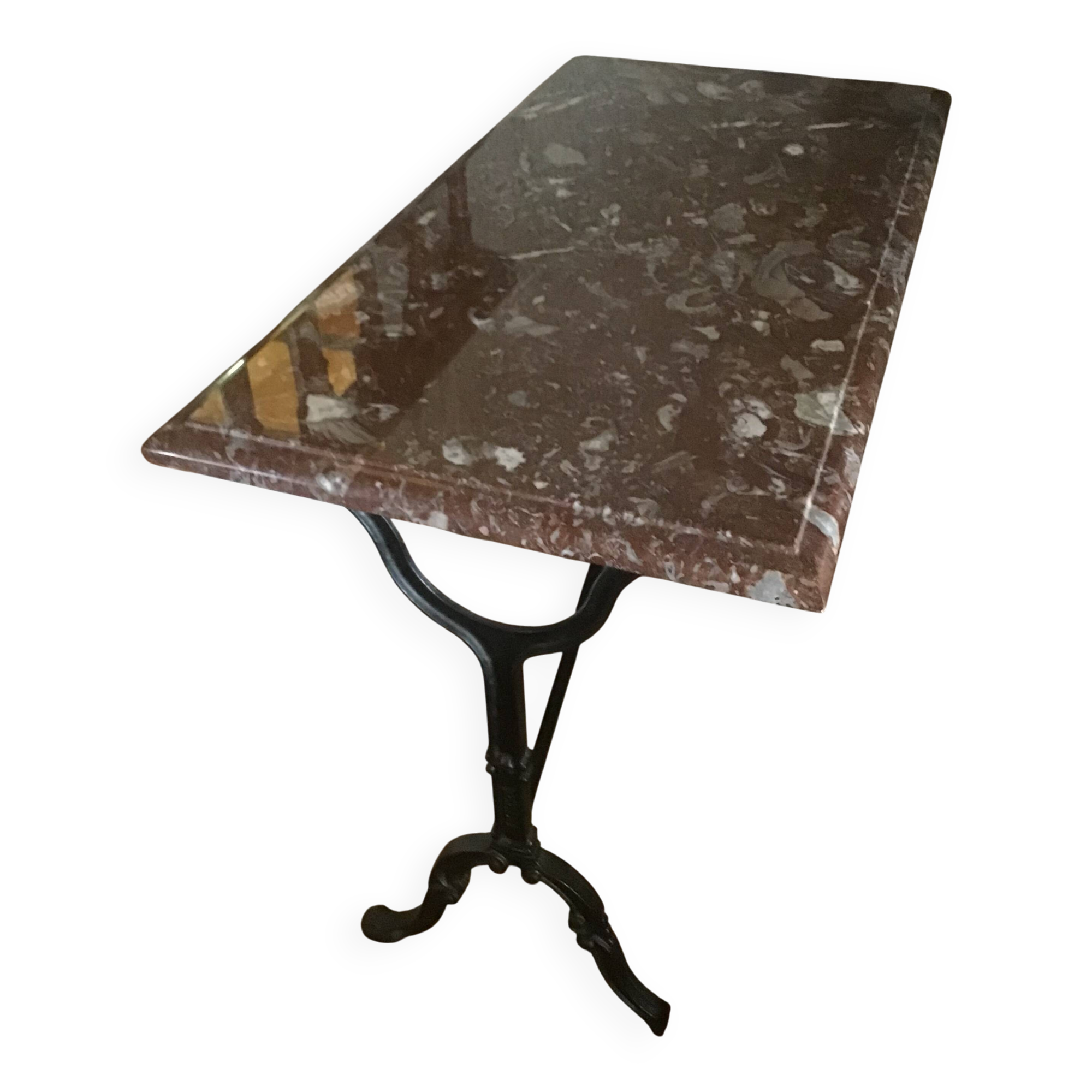 Table de bistrot rectangulaire en marbre rouge du Languedoc