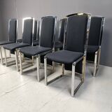 Vintage brass and chrome dining chairs set of 8 - 1970s