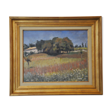 Table oil on landscape canvas