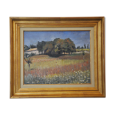 Table oil on landscape canvas