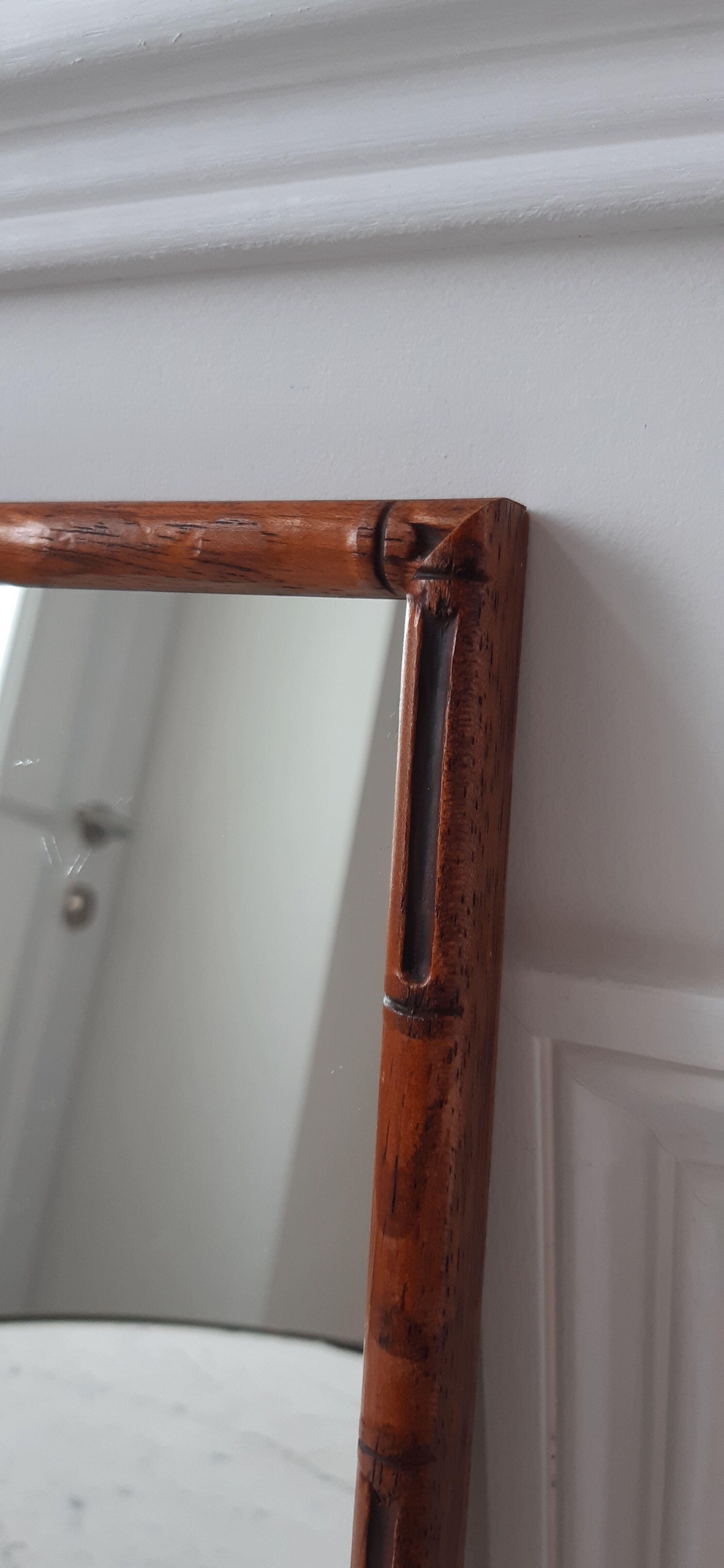 Mirror to install in carved wood bamboo way 50s
