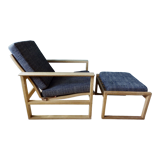 Armchair and ottoman in light oak by Borge Mogensen, Denmark 1965