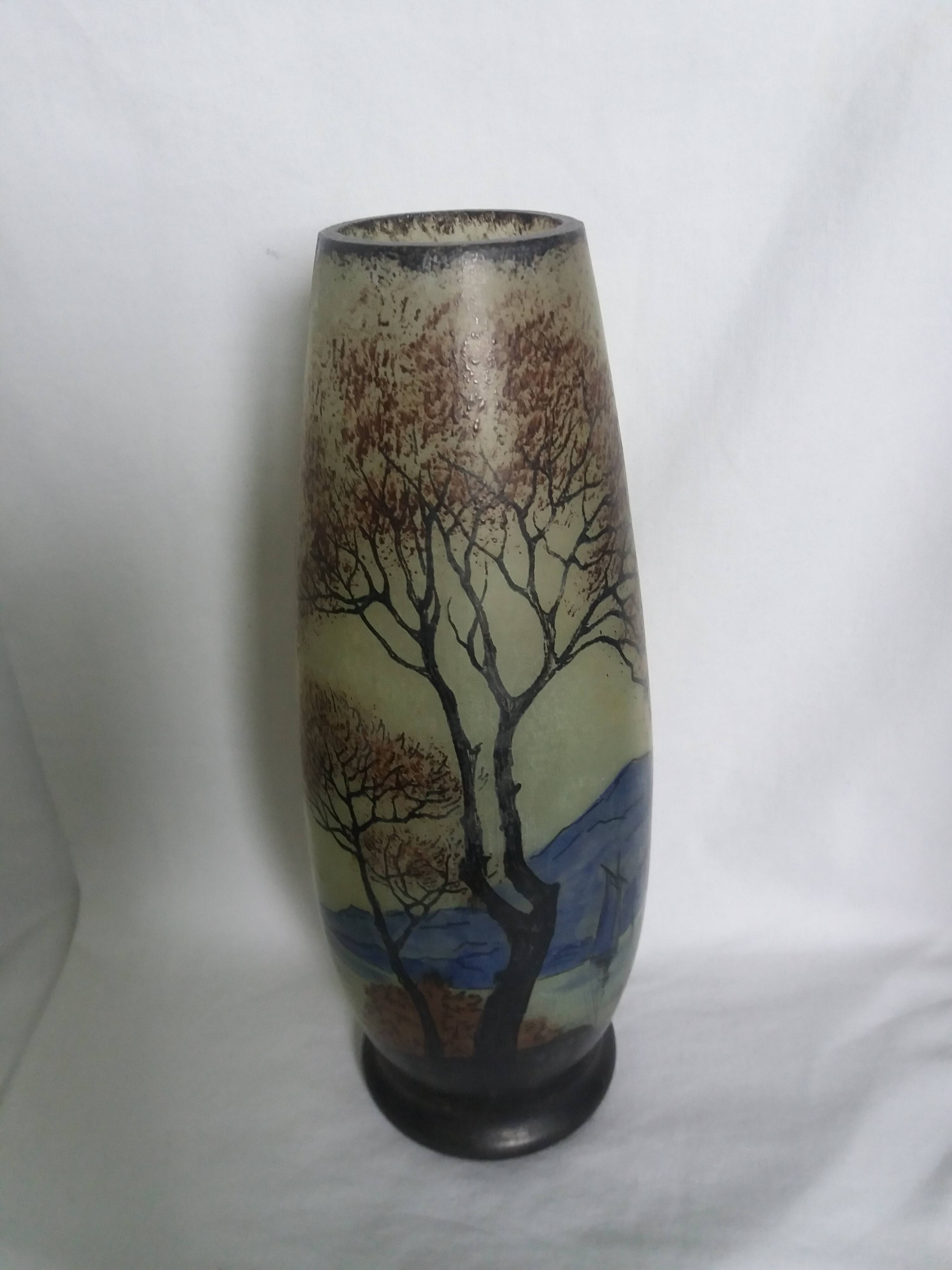 Vase with painted decoration signed Jem Joseph Mure