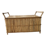 Vintage rattan bench chest